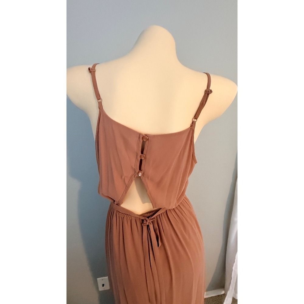 XXI Forever 21 Chiffon Maxi Slip Dress Sz S Backless Cutout Boho Summer - Picture 12 of 13